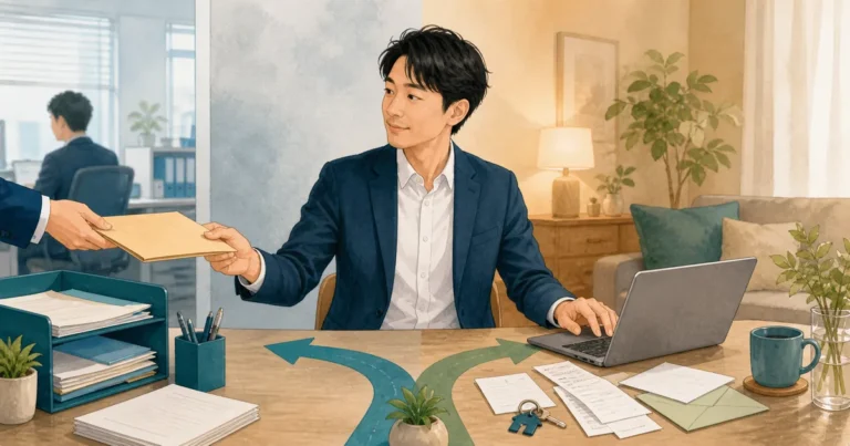 年末調整と確定申告の二つの手続きを整理する会社員