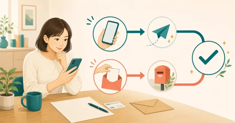 ワンストップ特例をスマートフォンまたは郵送で申請する2つの流れのイラスト