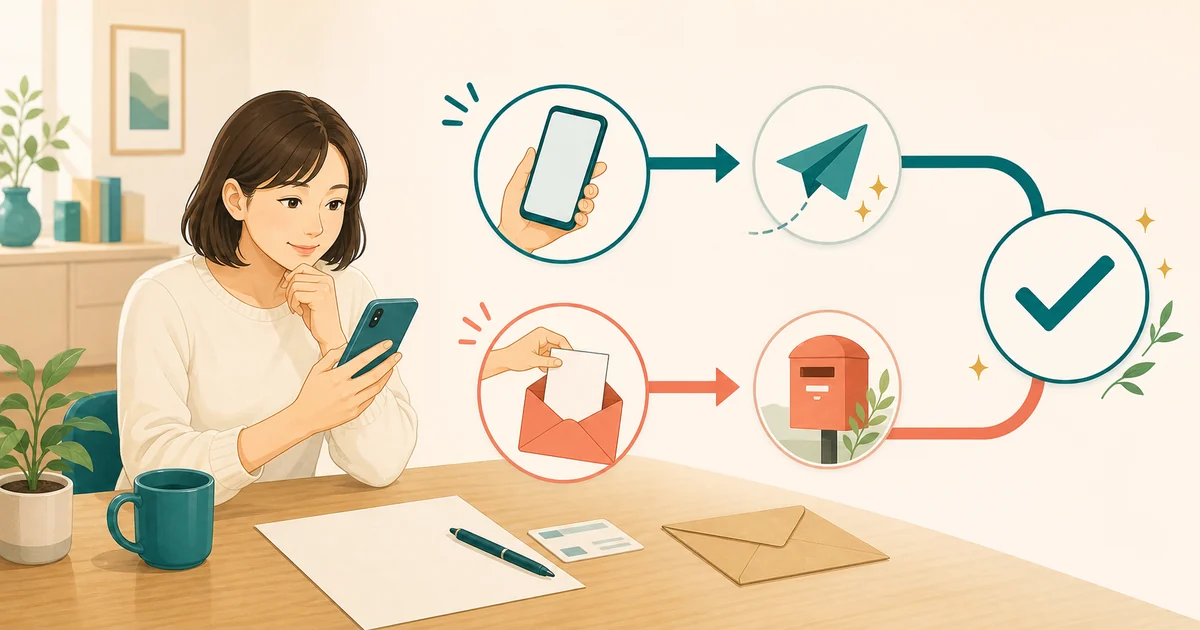 ワンストップ特例をスマートフォンまたは郵送で申請する2つの流れのイラスト