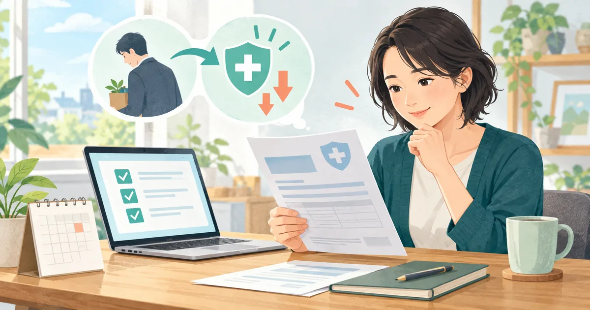 退職後の国民健康保険料の軽減条件を確認する人のイラスト