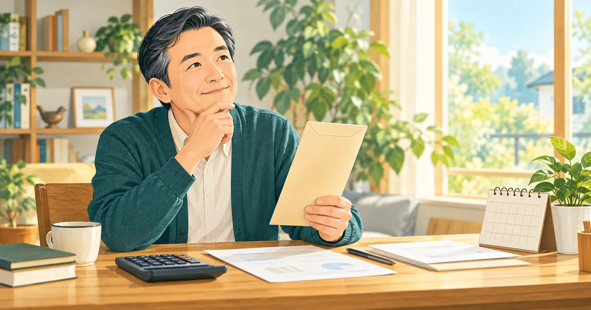 退職金の税金と控除額を確認する人のイラスト